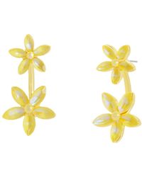 Betsey Johnson - Faux Stone Garden Glam Daisy Barbell Jacket Earrings - Lyst