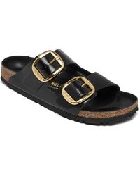 Birkenstock - Arizona Big Buckle High Shine Natural Leather Patent Sandals From Finish Line - Lyst
