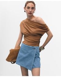 Mango - Wrapped Denim Skort - Lyst