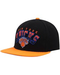 Mitchell & Ness - Black And Orange New York Knicks Gradient Wordmark Snapback Hat - Lyst