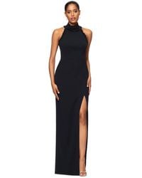Xscape - Petite Ruffled Halter Mock Neck Cutout-back Gown - Lyst