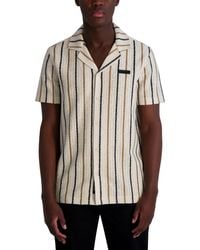 Karl Lagerfeld - Short Sleeve Textured Striped Button-front Camp Shirt - Lyst