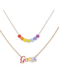 Guess - Tone Rainbow Logo Two-row Necklace - Lyst
