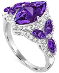 Macy's - Lab-created Opal 12 X 6mm And White Topaz 1-1/10 Ct. T.w. Marquise Statement Ring - Lyst