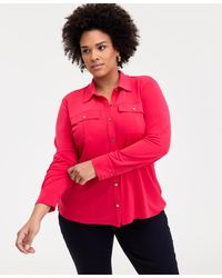 INC International Concepts - Plus Size Flap-pocket Knit Shirt - Lyst