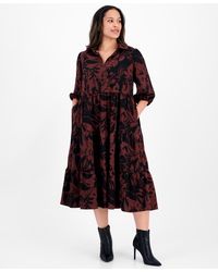 Sandra Darren - Plus Size 3/4-sleeve Tiered Midi Dress - Lyst