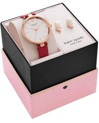 Kate Spade - Holland Leather Watch And Earring Box Set 34mm - Lyst