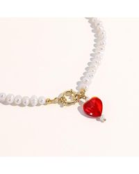 Joey Baby - Kokoro Freshwater Pearl Heart Necklace 18" - Lyst
