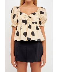 English Factory - Heart Shape Puff Sleeve Top - Lyst