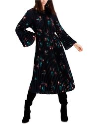 Alfani Floral Pleated Midi Dress, Created For Macy's - Black