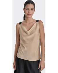 DKNY - Cowlneck Sleeveless Colorblocked-strap Tank Top - Lyst