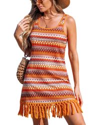 CUPSHE - Sunset Haze Boho Mini Beach Dress - Lyst