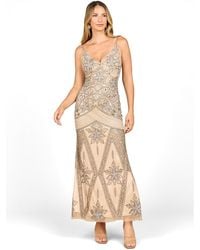 Lara - Contrast Beaded V-neck Fitted Gown - Lyst