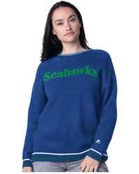 Starter - Â Seattle Seahawks Oversized On The Ball Intarsia Knit Pullover Sweater - Lyst