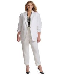 Calvin Klein - Plus Size Ruched 3 4 Sleeve Blazer Mid Rise Cuffed Ankle Pants - Lyst