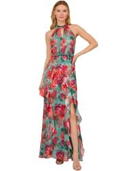 Adrianna Papell - Printed Ruffled Mermaid Gown - Lyst