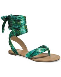 Thalia Sodi Joleyn Scarf Tie Flat Sandals, Created For Macy's - Green