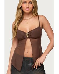 Edikted - Reeve Split Front Sheer Mesh Top - Lyst