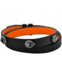 Bulova - X Marc Anthony Lion Head Studded Leather Wrap Bracelet - Lyst