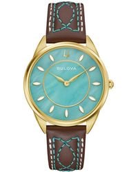 Bulova - Stetson Sutton Leather Strap Watch 34.5mm - Lyst