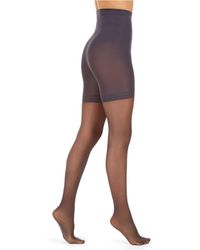 Donna Karan Hosiery Black Sheer Satin Lace Control Top Pantyhose US Small