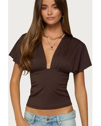 Edikted - Flutter Plunging V Neck Top - Lyst