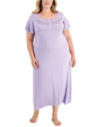Charter Club Fleece Nightgown Large  XL Long Sleeve Gown Lavender Lilac NWT