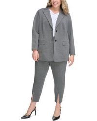 Calvin Klein - Plus Size Two Button Houndstooth Jacket Sleeveless Cowlneck Shell Top Split Hem Pants - Lyst