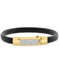 Effy - Effy Diamond Pave Woven Black Leather Bracelet (5/8 Ct. T.w. - Lyst