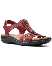 Clarks Leather Laurieann Kay T-strap Slingback Sandals in Black Leather (Black) | Lyst Canada
