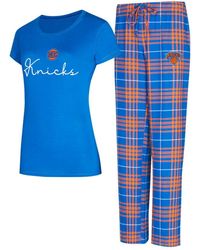 Concepts Sport - Blue/orange New York Knicks Vector T-shirt Flannel Pants Sleep Set - Lyst