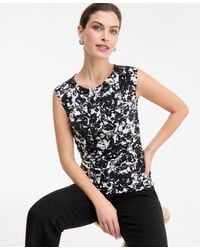 INC International Concepts - Short-sleeve Ruched Boatneck Top - Lyst