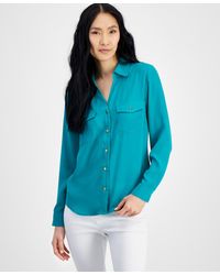 INC International Concepts - Collared Button-down Blouse - Lyst