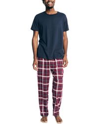 Nautica - Nauitica 2-pc. Classic-fit Solid T-shirt & Plaid Flannel Pajama Pants Set - Lyst