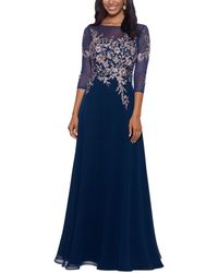 Betsy & Adam - Petite Floral-embroidered Mesh Gown - Lyst