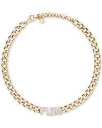 Philipp Plein - Gold-tone Ip Stainless Steel Pave Plein Lettering Cuban Link Necklace - Lyst