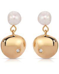 Ettika - Small Pebble And Freshwater Pearl Dangle Earrings - Lyst