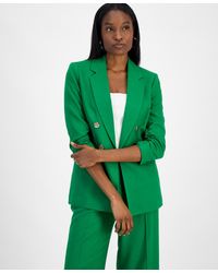 BarIII - Ruched-sleeve Open-front Linen Blazer - Lyst