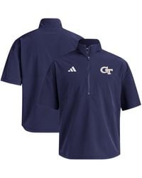 adidas - Georgia Tech Yellow Jackets Woven Quarter-zip Short Sleeve Pullover Hoodie - Lyst