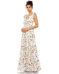 Mac Duggal - Ieena Floral Print Sleeveless Soft Tie Shoulder Gown - Lyst