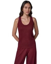 Donna Karan - Ribbed-knit Open-stitch Scoop Neck Tank - Lyst