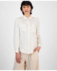 BarIII - Button-front Long-sleeve Blouse - Lyst