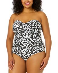 Anne Cole - Plus Size Crossover Bandeau Ruched One Piece - Lyst