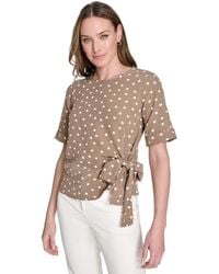 Tommy Hilfiger - Dot-print Tie-waist Short-sleeve Top - Lyst