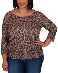 Ruby Rd. - Plus Size Cheetah Print Knit Top - Lyst