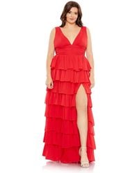 Mac Duggal - Plus Size Ruffle Tie Sleeveless V Neck Gown - Lyst