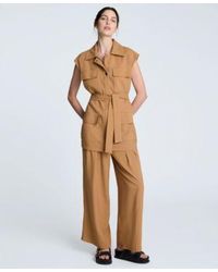 Kenneth Cole - Vision Twill Belted Cargo Vest Double Pleat Wide Leg Pants - Lyst