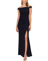 Adrianna Papell - Beaded-trim Off-the-shoulder Gown - Lyst