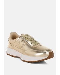 Rag & Co - Mujori Metallic Pleather Studded Sneakers - Lyst