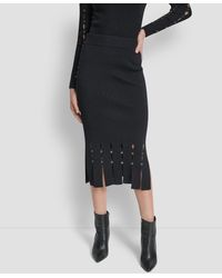 DKNY - Grommet Detail Sweater Pencil Midi Skirt - Lyst